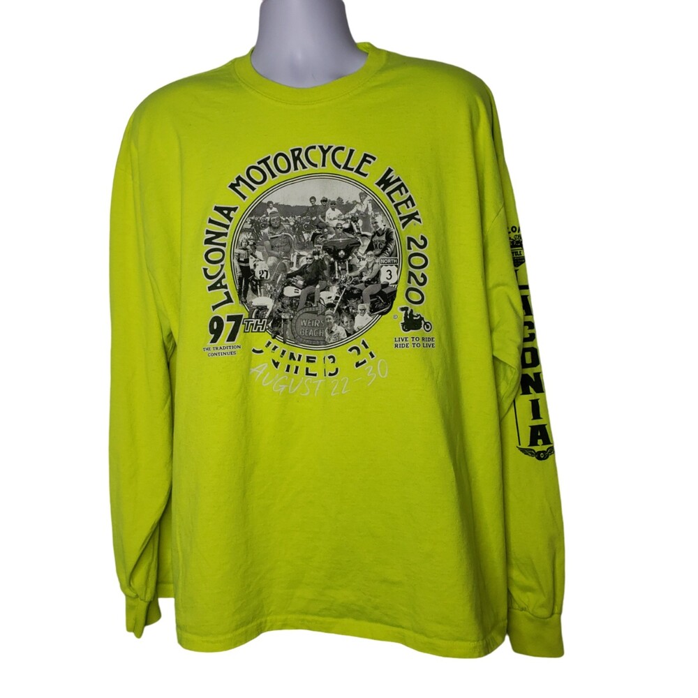 LACONIA 2020 Bright Yellow Long Sleeve T Shirt Size 2XL